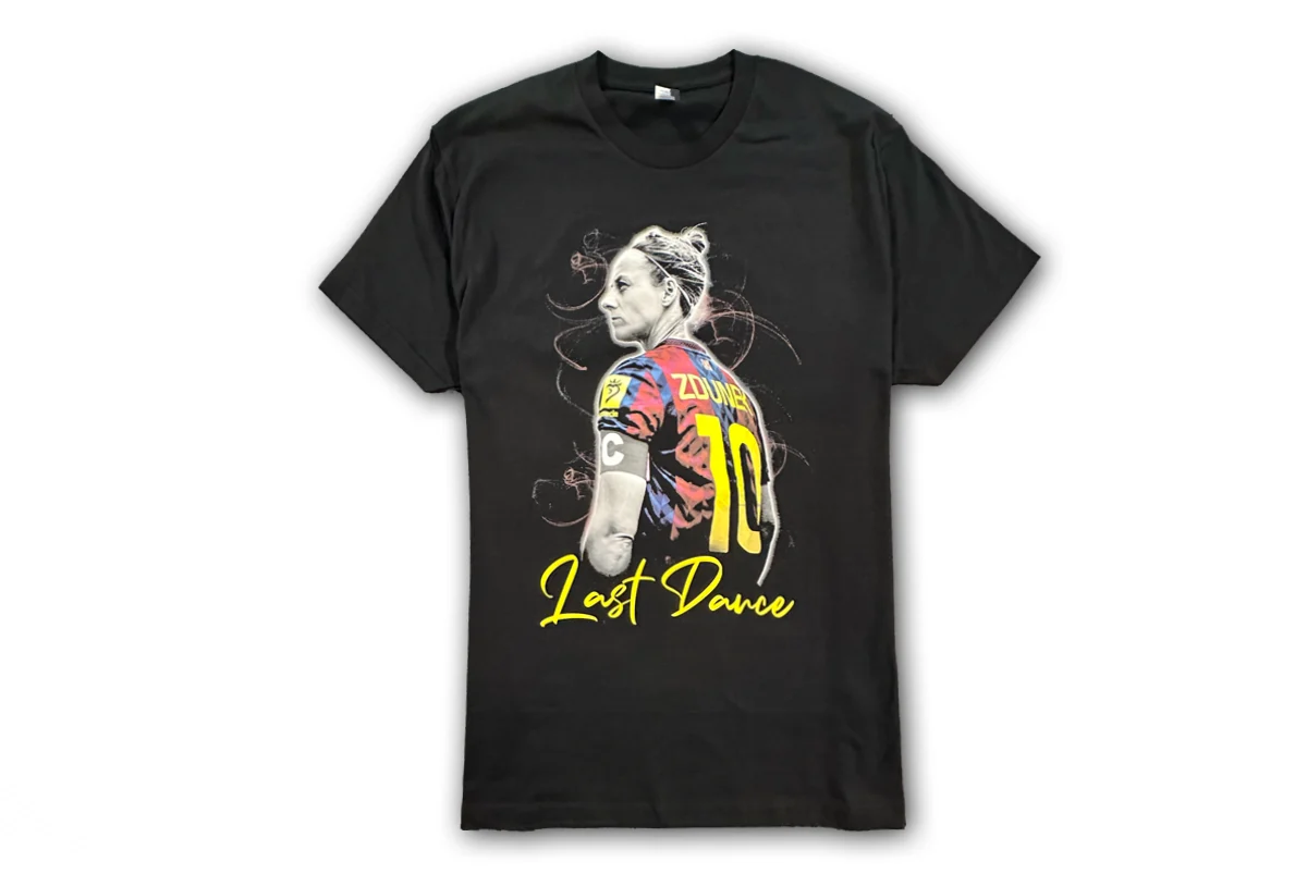 Black T-shirt with a “Last Dance” print