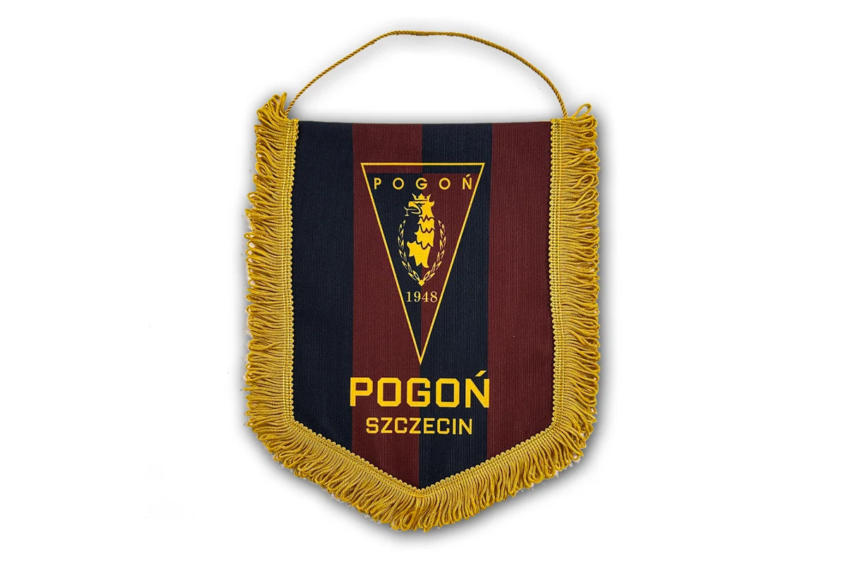 Pogoń Szczecin club pennant with gold fringe